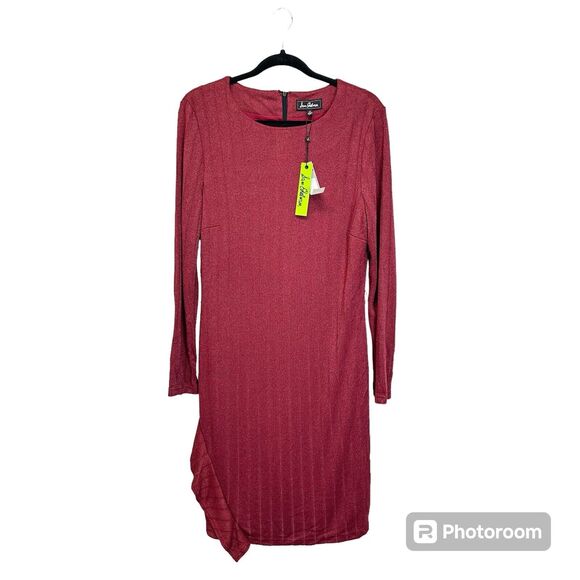 Sam Edelman Dress Long‎ Sleeve Sheath Cocktail Mini Short Red Knit Size 12 NWT - Picture 3 of 16